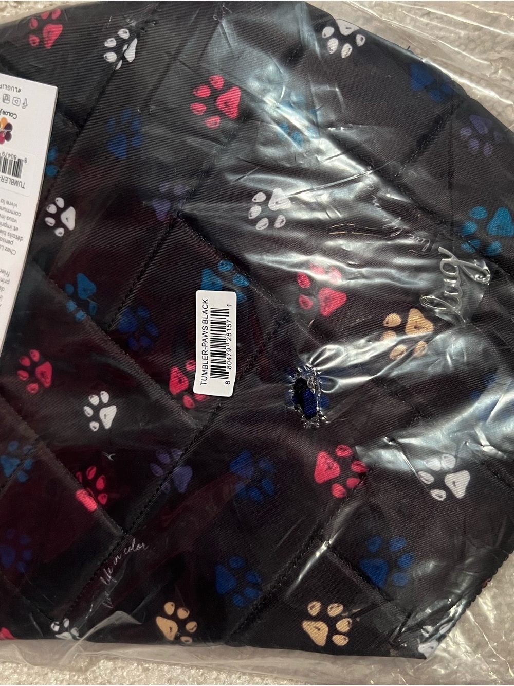 Lug Tumbler Storage Pouch in Paws Navy NWT